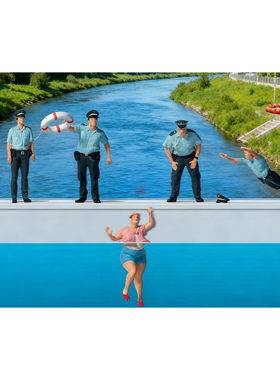 仿真人物 微缩小人 1:87 PREISER 10744 人民警察英勇救人民