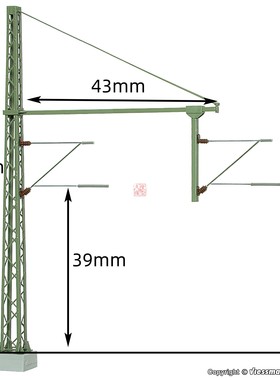久安铁道1:160N比例模型场景VIESSMANN 4360 接触网支柱 双线悬臂