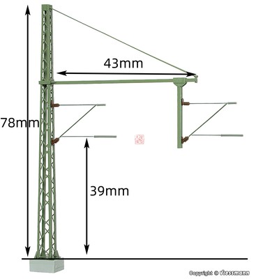 久安铁道1:160N比例模型场景VIESSMANN 4360 接触网支柱 双线悬臂