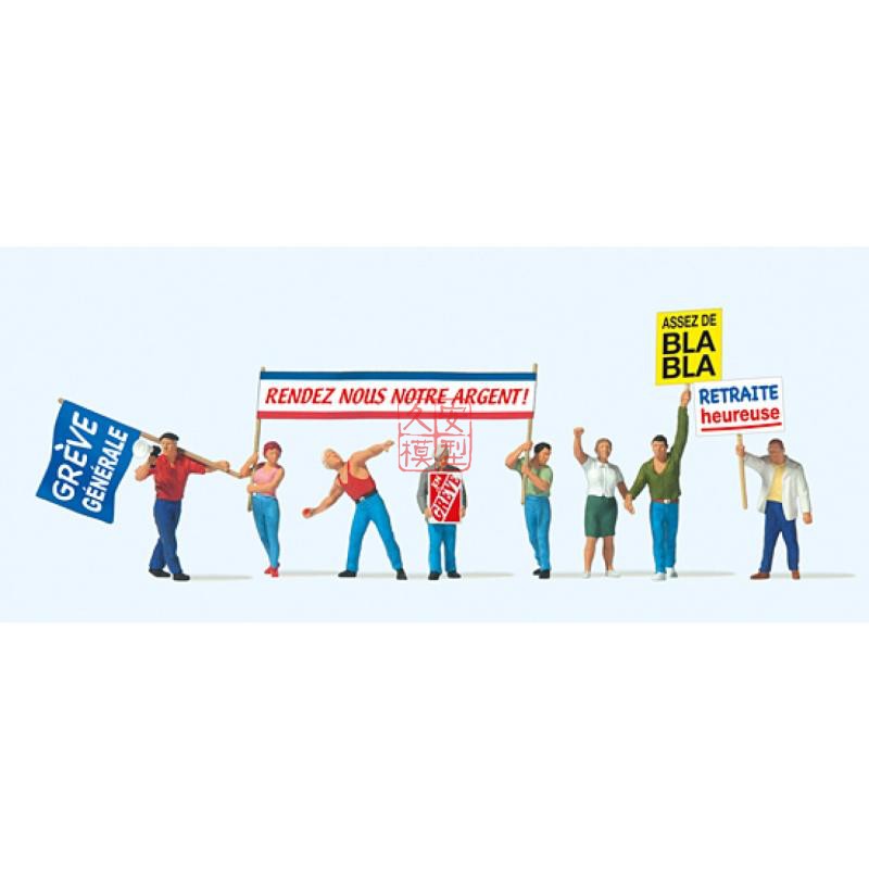 仿真人物 微缩小人 1:87 PREISER 10787 法国工人罢工游行