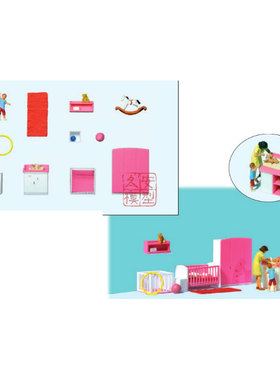 仿真人物 微缩小人 1:87 PREISER 10645 妈妈给小孩换尿布 带家具