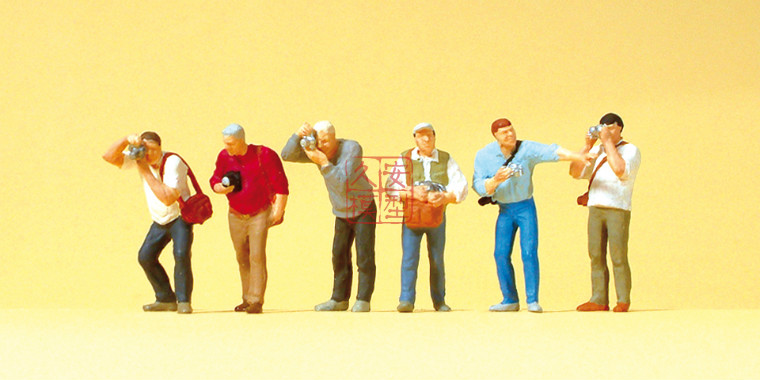 仿真人物 微缩小人 1:87 PREISER 10545 火车迷们正在拍照