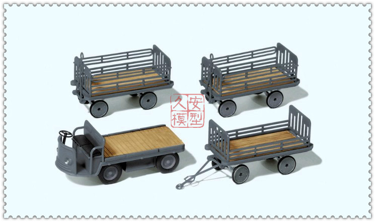 站台行李车灰色拼装模型