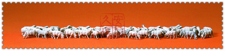 久安铁道 仿真动物 微缩动物 1:87 PREISER 14411 绵羊 60只