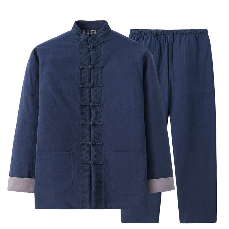 TANG COSTUME MENS MIDDLE-AGED AND ELDERLY CHINESE STYLE JACKET MENS WINTER COTTON CLOTHES MENS SUIT MENS COTTON CLOTHES TWO-PIECE WINTER CLOTHES COTTON JACKET