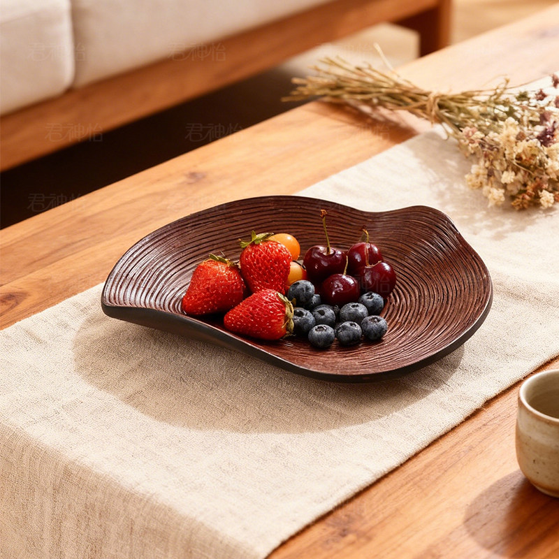 中古风仿木纹果盘客厅茶几餐厅复古摆件零食干果收纳盘2025新款,家居饰品,装饰摆件,淘宝优惠券,粉丝福利购,淘宝优惠卷