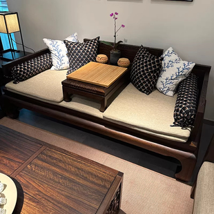 实木沙发乌金木现代新中式罗汉床贵妃椅黑檀客厅禅意别墅全屋定制