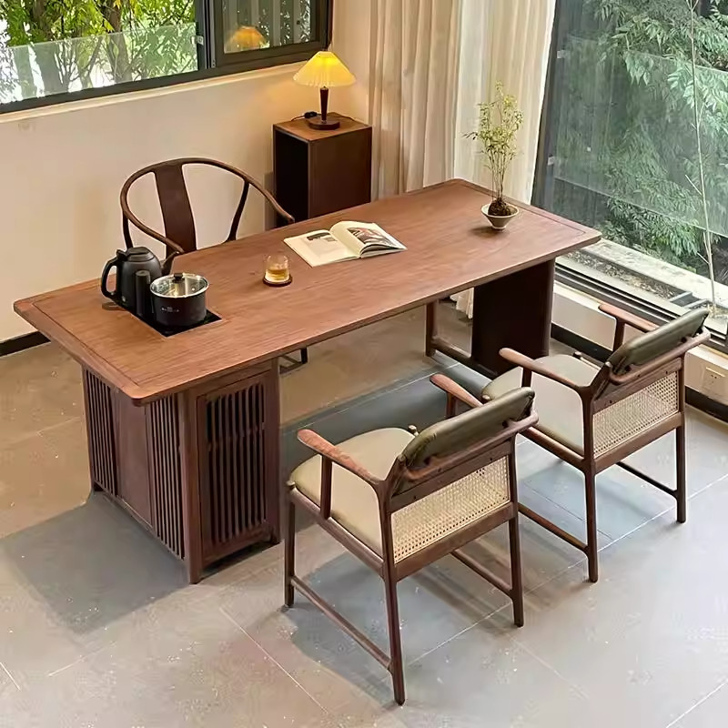 新中式实木茶桌黑胡桃木客厅泡茶桌椅组合禅意接待洽谈白蜡木茶台,住宅家具,家用茶台/茶桌,淘宝优惠券,粉丝福利购,淘宝优惠卷