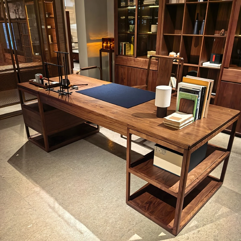 新中式北美黑胡桃木实木书桌茶桌2026新款办公书画桌电脑桌书柜,住宅家具,家用茶台/茶桌,淘宝优惠券,粉丝福利购,淘宝优惠卷