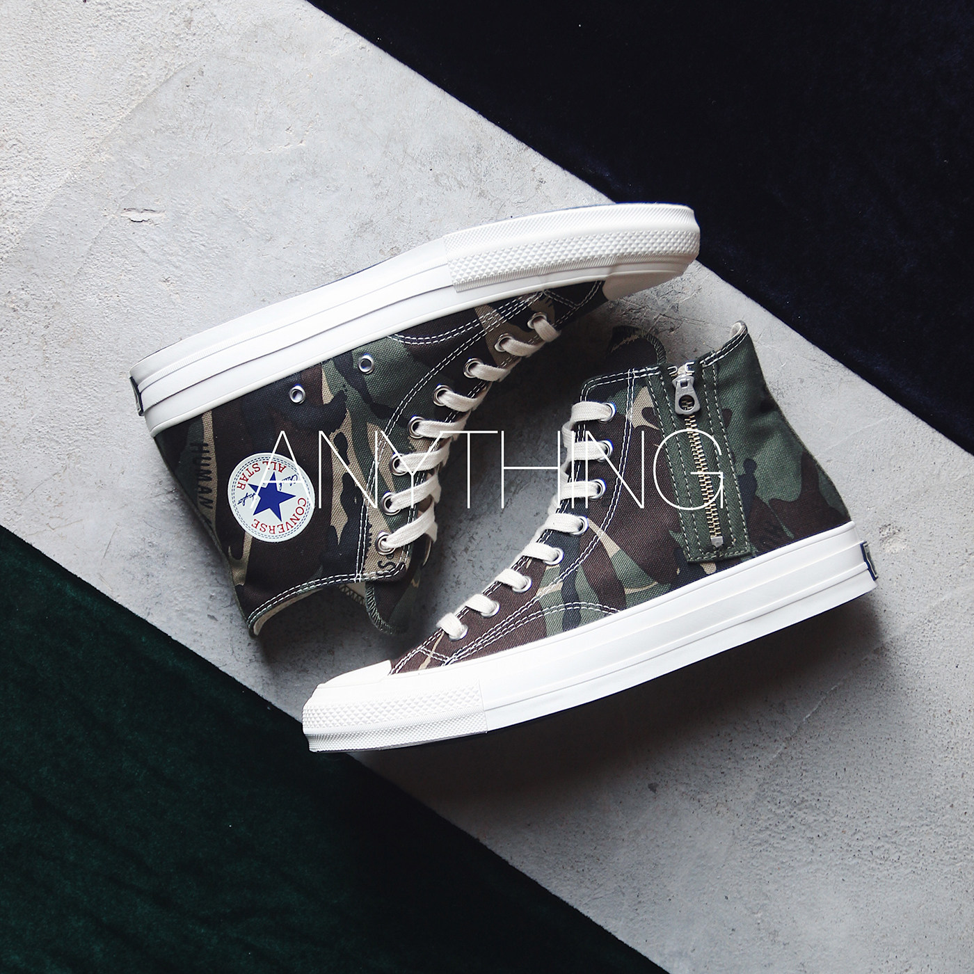 国现秒发 CONVERSE ADDICT 18AW NIGO迷彩拉链高帮帆布鞋