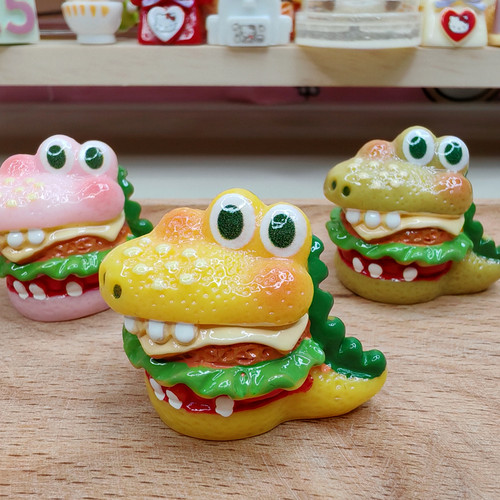 微缩食玩鳄鱼立体汉堡摆件