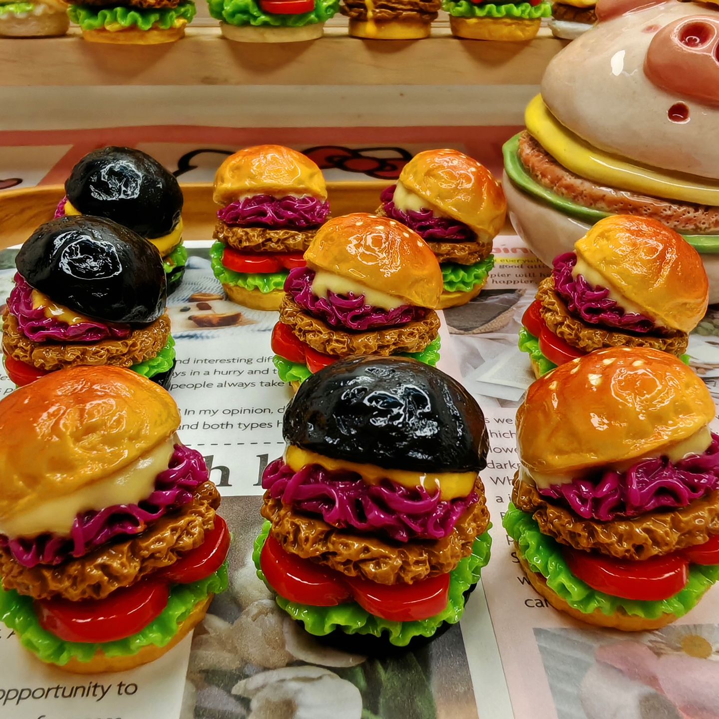 微缩紫甘蓝和牛汉堡食玩diy树脂