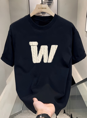 美式潮牌高街字母印花纯棉短袖T恤男夏季新款宽松百搭ins半袖上衣