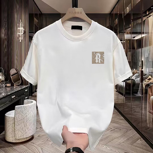 高品质纯棉男士短袖T恤2023夏季新款休闲宽松圆领体恤衫运动上衣