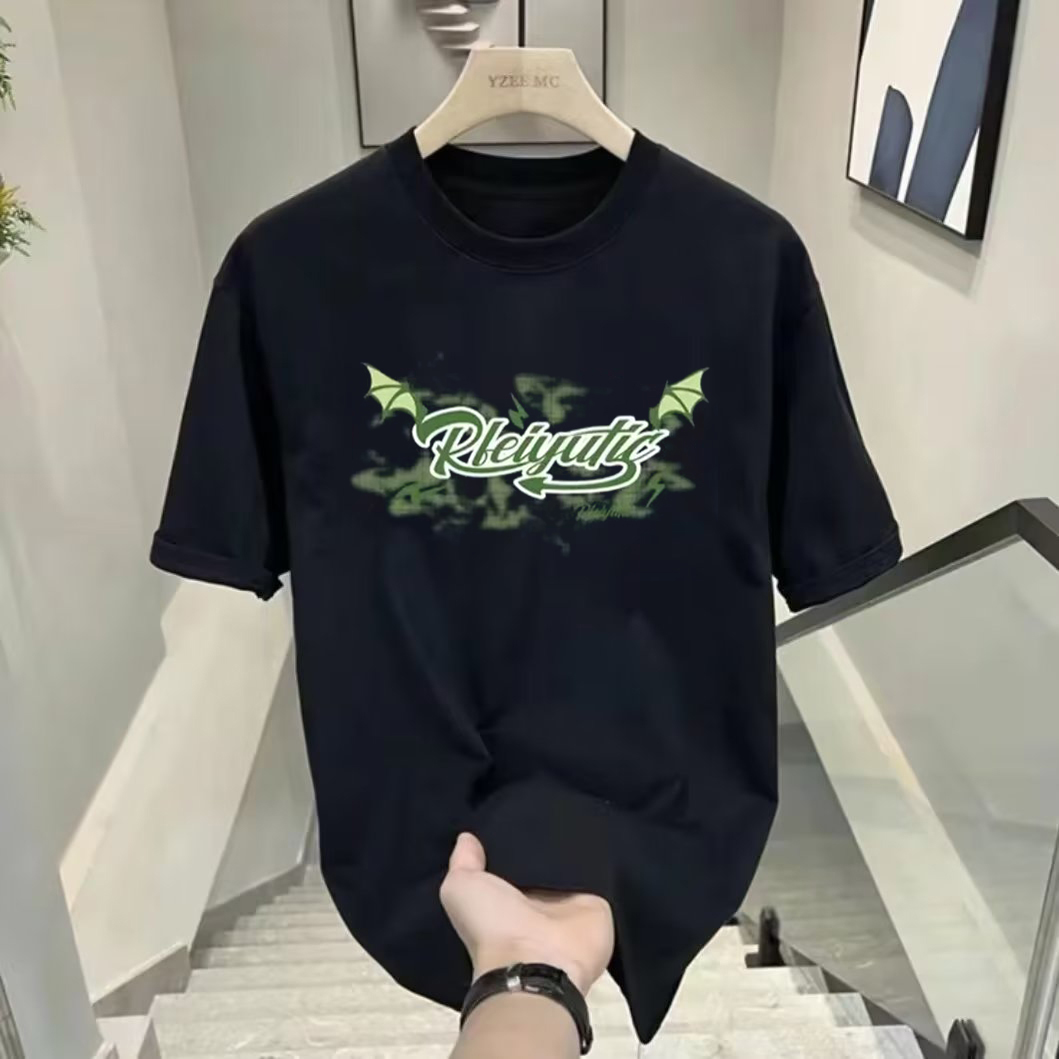 ins涂鸦男女设计感字母潮牌上衣服秋季宽松纯棉短袖T恤打底衫bf风