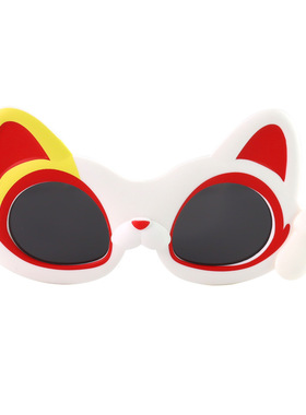 儿童偏光太阳镜卡通可爱招财猫男女童防晒眼镜防紫外线时尚硅胶