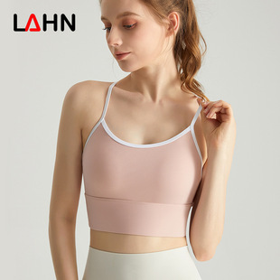 健身撞色运动吊带背心女带胸垫外穿一体杯防震交叉美背瑜伽内衣