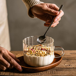 燕麦碗牛奶早餐杯高硼硅玻璃碗带把手可微波大容量家用酸奶沙拉碗