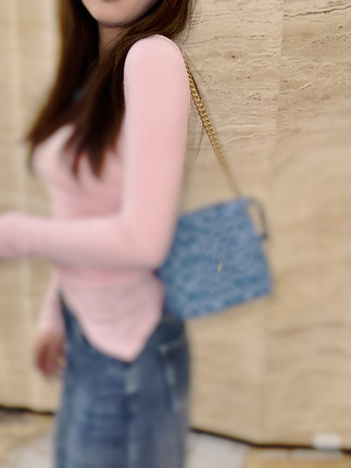 扣子 丹宁牛仔福袋 顶版 手感炒软糯 女士腋下斜挎包