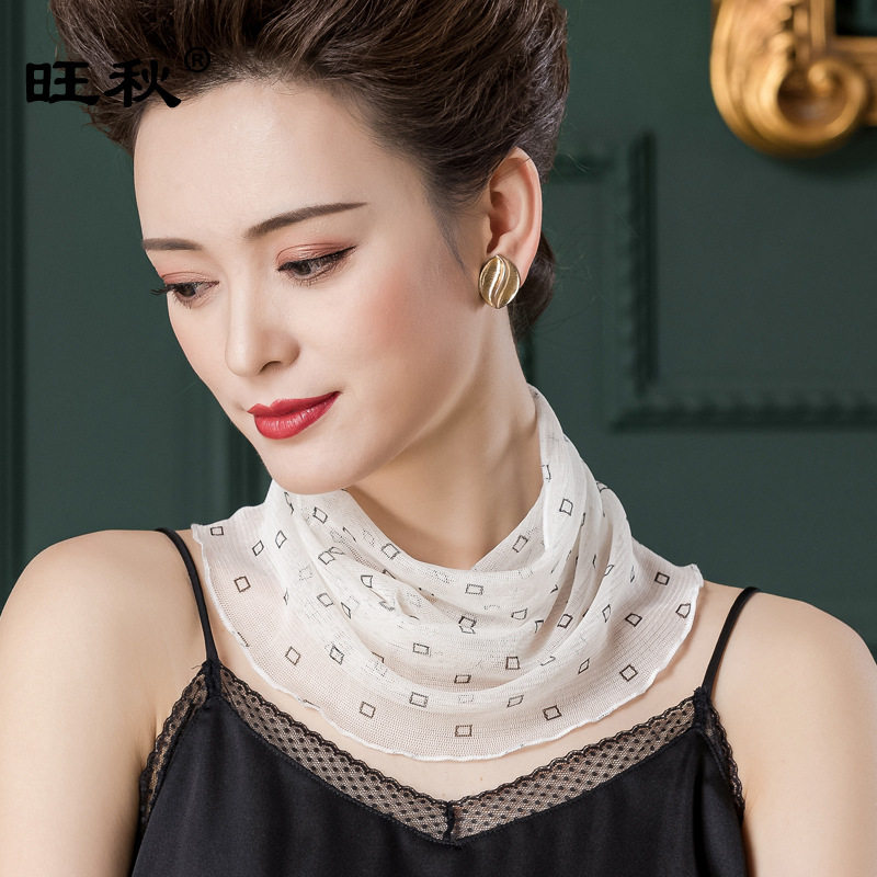厂家直销网眼真丝围巾100%桑蚕丝印花丝巾女式防晒围脖薄1002