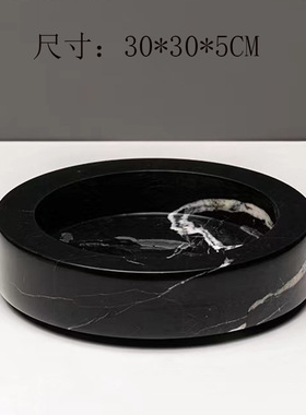 现代轻奢天然大理石绿植花盆售楼部茶几植物花器软装家居饰品