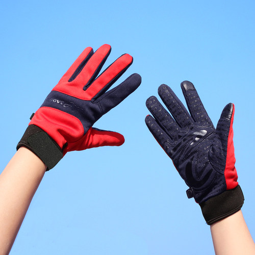 雪丘岛户外加绒加厚全指手套