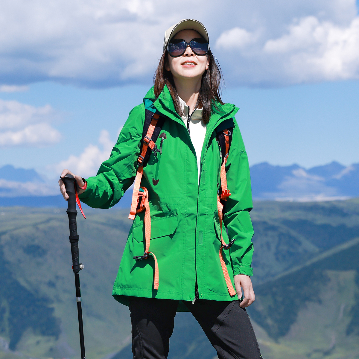 雪丘岛户外2024冬季新款连帽中长款单冲锋衣防水防风登山外套女士