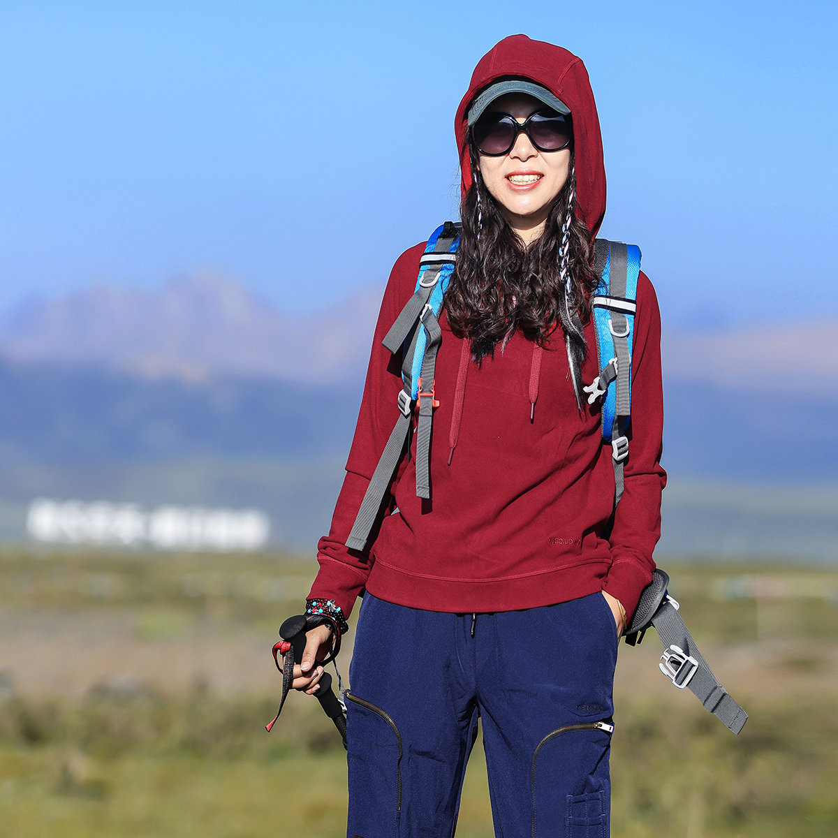 雪丘岛户外秋新运动跑步抓绒衣女