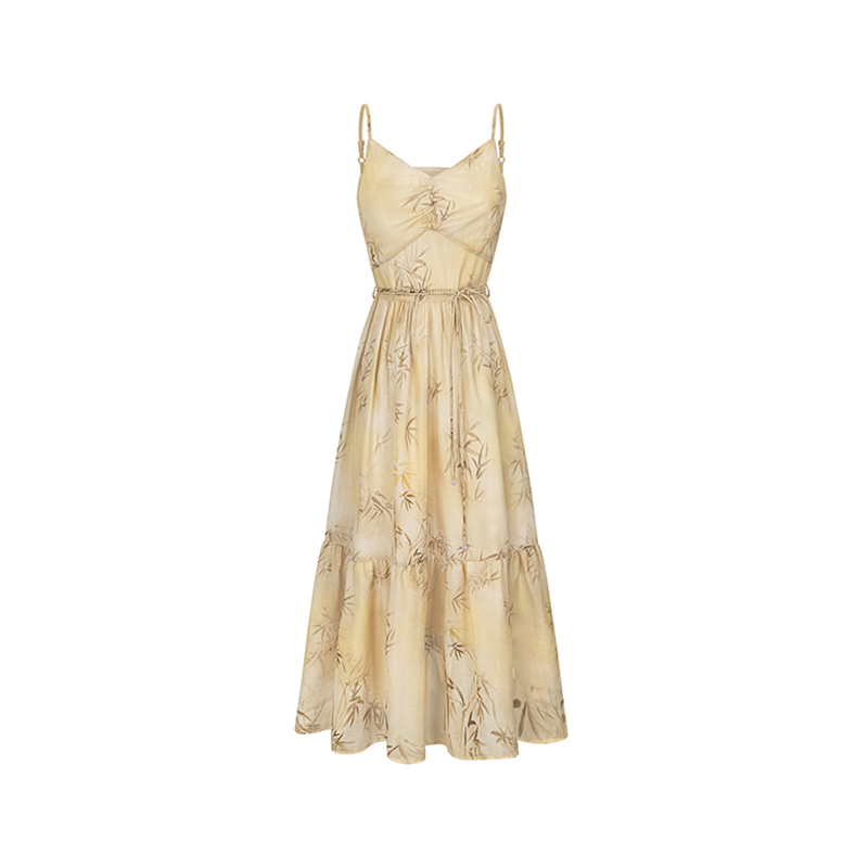 【CC家居控】新中式轻国风竹影吊带裙宽松V领法式连衣裙 85420096