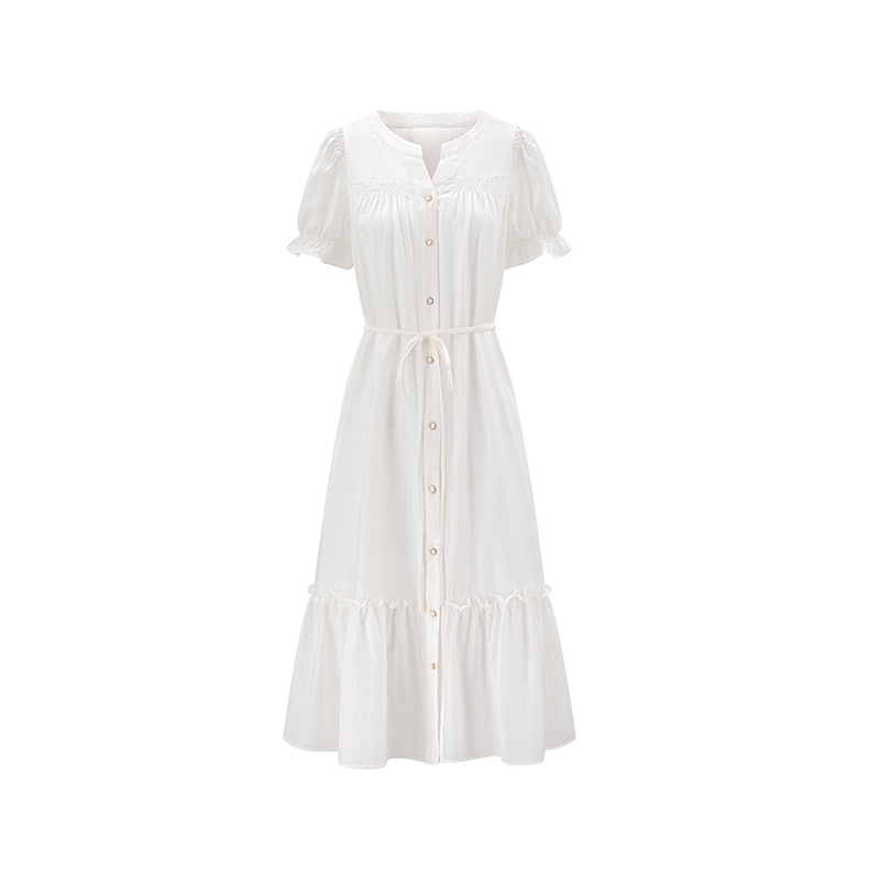 【西西专属】法式白色仙女裙女收腰显瘦长裙百搭a字纱裙 87320005