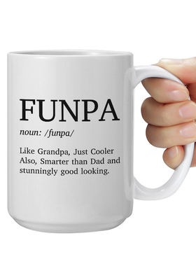 Funpa Definition父亲节生日礼物Grandpa陶瓷咖啡马克杯子Fathers