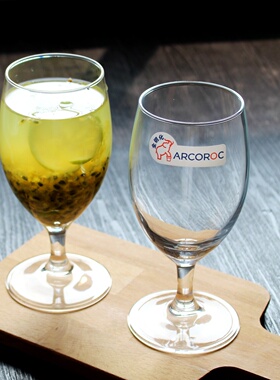 Arcoroc钢化玻璃高脚果汁杯餐厅酒店透明耐高温水杯奶茶杯啤酒杯