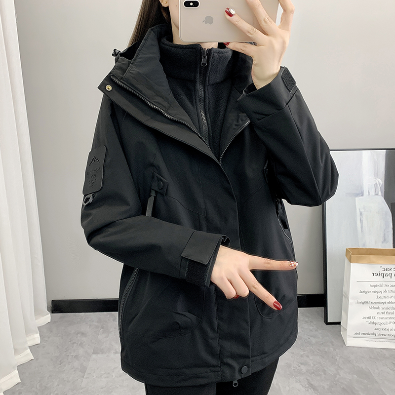 户外冲锋衣外套女款2025秋冬新款三合一可拆卸防风防水情侣登山服