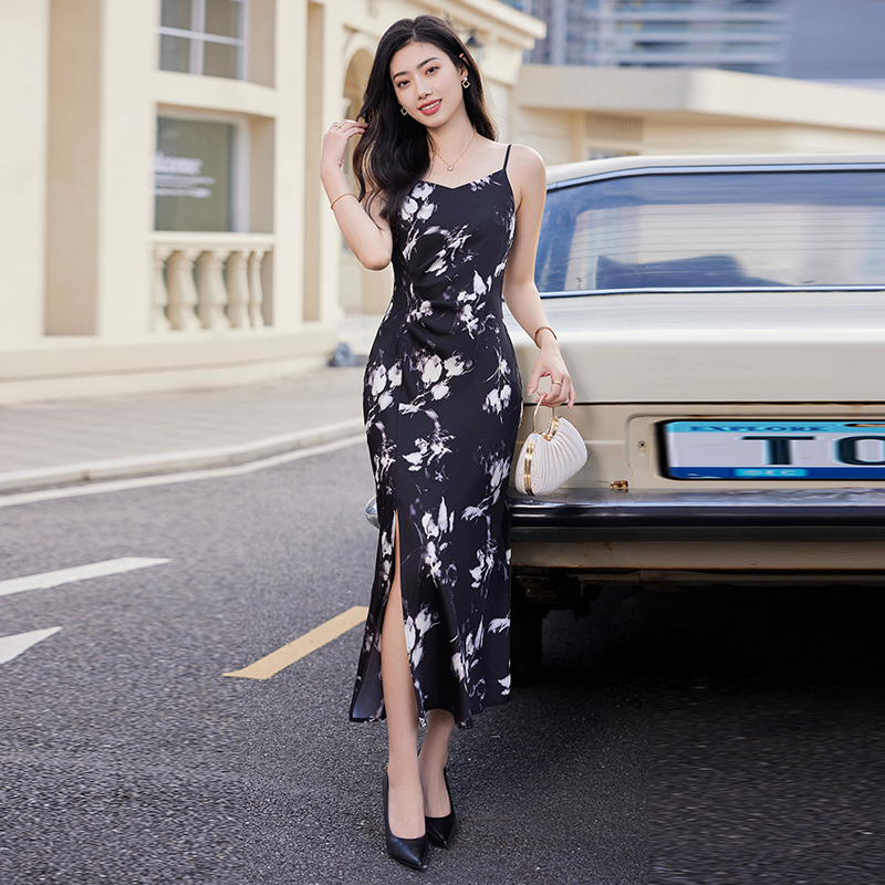 法式茶歇绝美女人味印花连衣裙