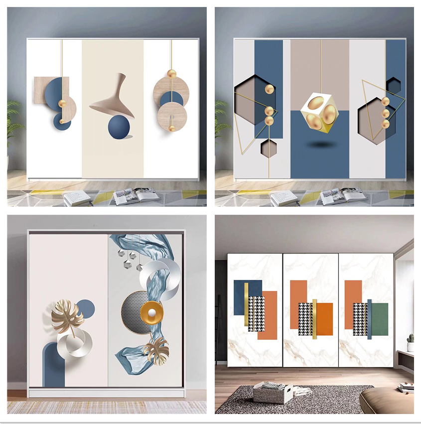 北欧轻奢几何门贴纸整张自粘墙贴壁画创意抽象卫生间玻璃房门衣柜,家居饰品,软装墙贴,淘宝优惠券,粉丝福利购,淘宝优惠卷