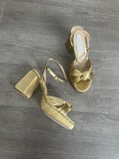 外贸原单女鞋 金色年华36 37码 高品质8cm褶皱晚服