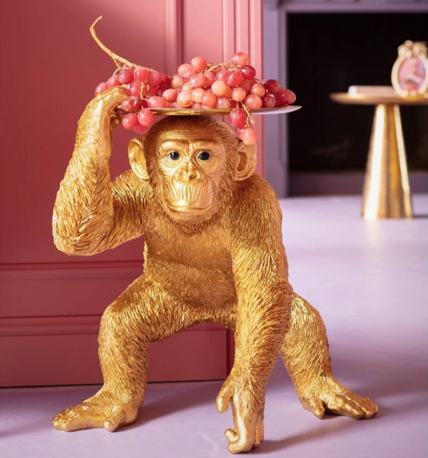 y erak 手工制金色猩猩管家猴子造型茶几收纳复古酒吧装饰