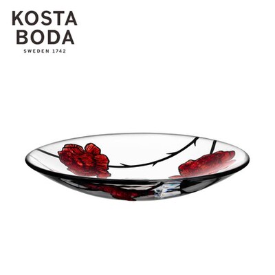 现 Kosta bodaTattoo进口水晶手绘玫瑰家居个性创意装饰果盘