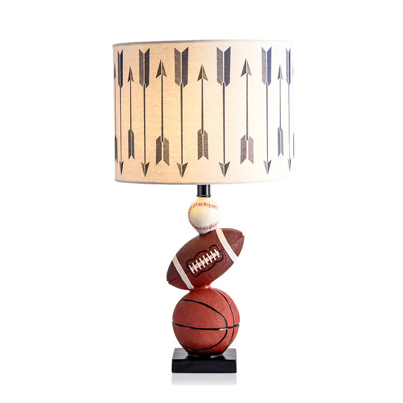 儿童房台灯男孩卧室床头灯设计师样板房客厅书房篮球书本美式台灯