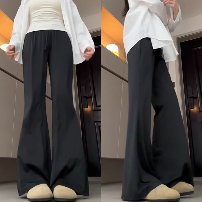 黑微喇叭裤女夏季2025新款高腰防晒休闲小个子显瘦冰丝薄款阔腿裤