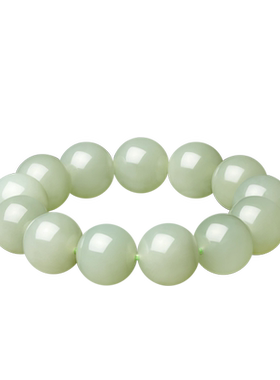 【圣诞礼物】周大生和田玉男士手串玉石圆珠16mm霁月清风手链生日
