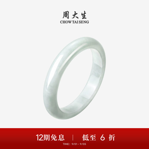 大生天然翡翠手镯豆种浅绿平安镯