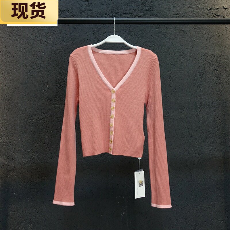 【现货】VC JJ妮妮的秘诀肉桂粉显瘦开衫针织衫春款上衣图片