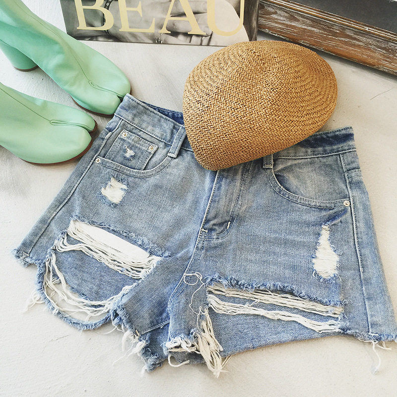 【现货】阿希 夏新款破洞牛仔短裤女薄款显瘦A字裤毛边热裤,女装/女士精品,牛仔裤,淘宝优惠券,粉丝福利购,淘宝优惠卷