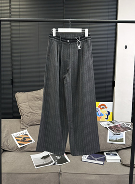 顽童gentlewomen腔调感条纹西裤女秋季高腰直通休闲裤长裤