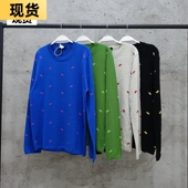 MONA毛衣春秋款 女外穿百搭复古刺绣慵懒风法式 复古圆领针织上衣