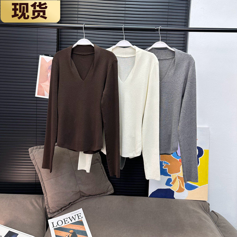 现货MX 3色!高弹正肩V领掐腰显瘦针织衫羊毛打底衫T恤女秋冬上衣,女装/女士精品,汉服上装,淘宝优惠券,粉丝福利购,淘宝优惠卷
