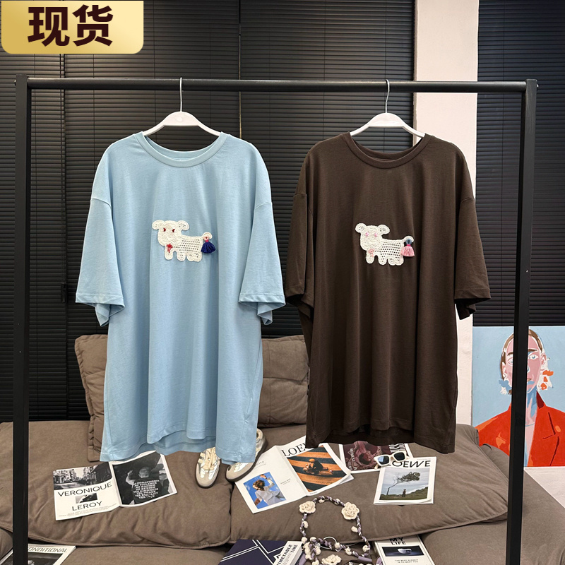 现货章章 莱赛尔t! 钩织小狗软弹松弛显白T恤