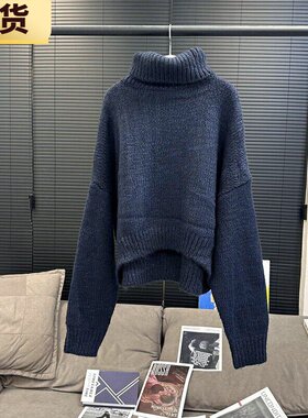 冬季新款高领双线混织短款慵懒毛衣53027现货