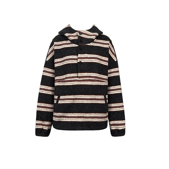 人鱼【11/25日14:00pm】加绒保暖宽松连帽条纹套头卫衣